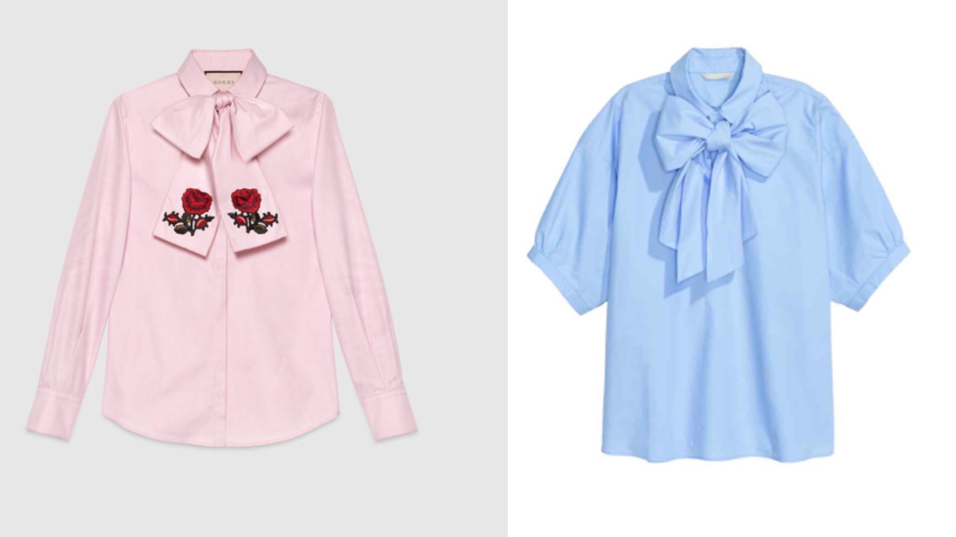 Gucci and HM pussy bow blouse