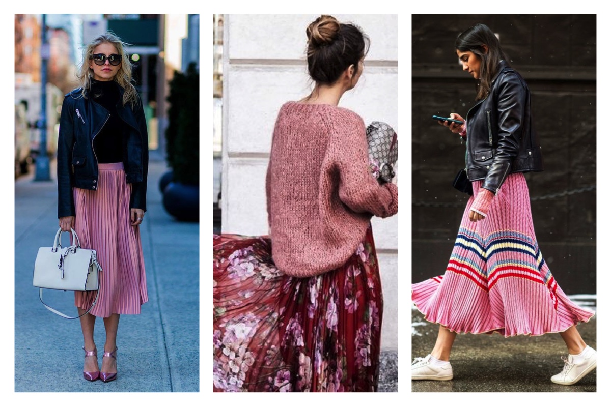 Pink Pleated Skirts 