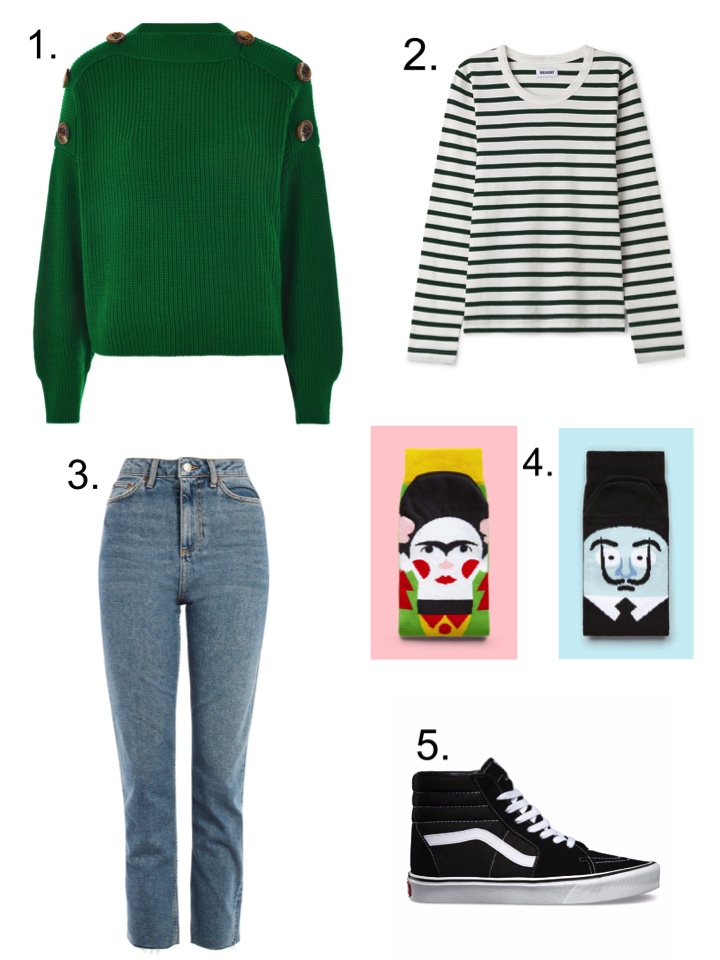 topshop green button sweater, chatty feet socks, topshop jeans