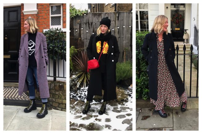 hiking boots and dress