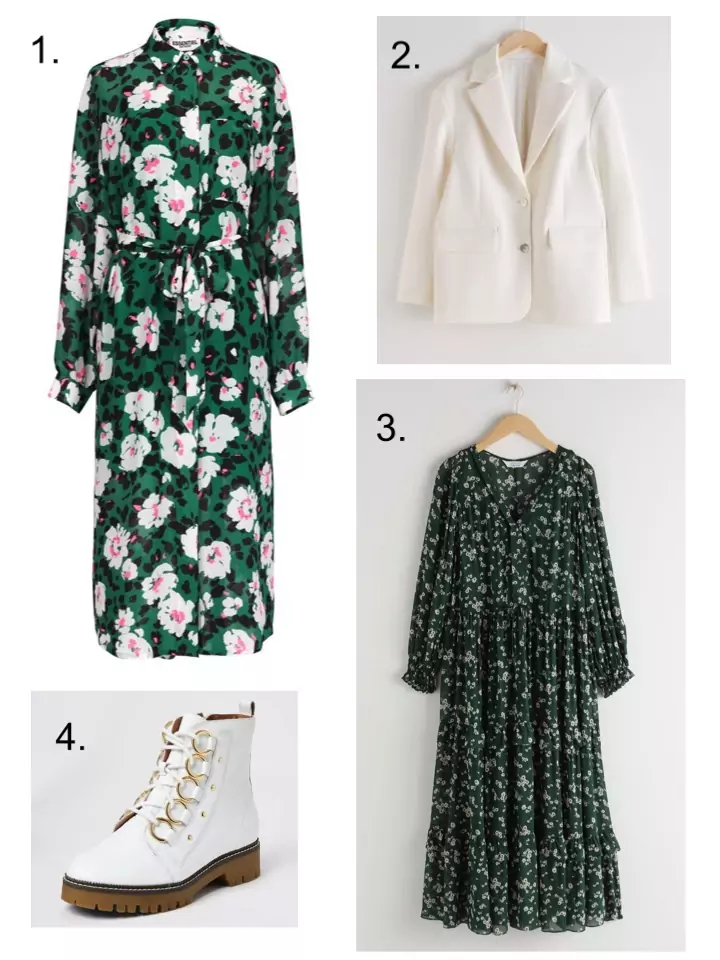 green dress floral 