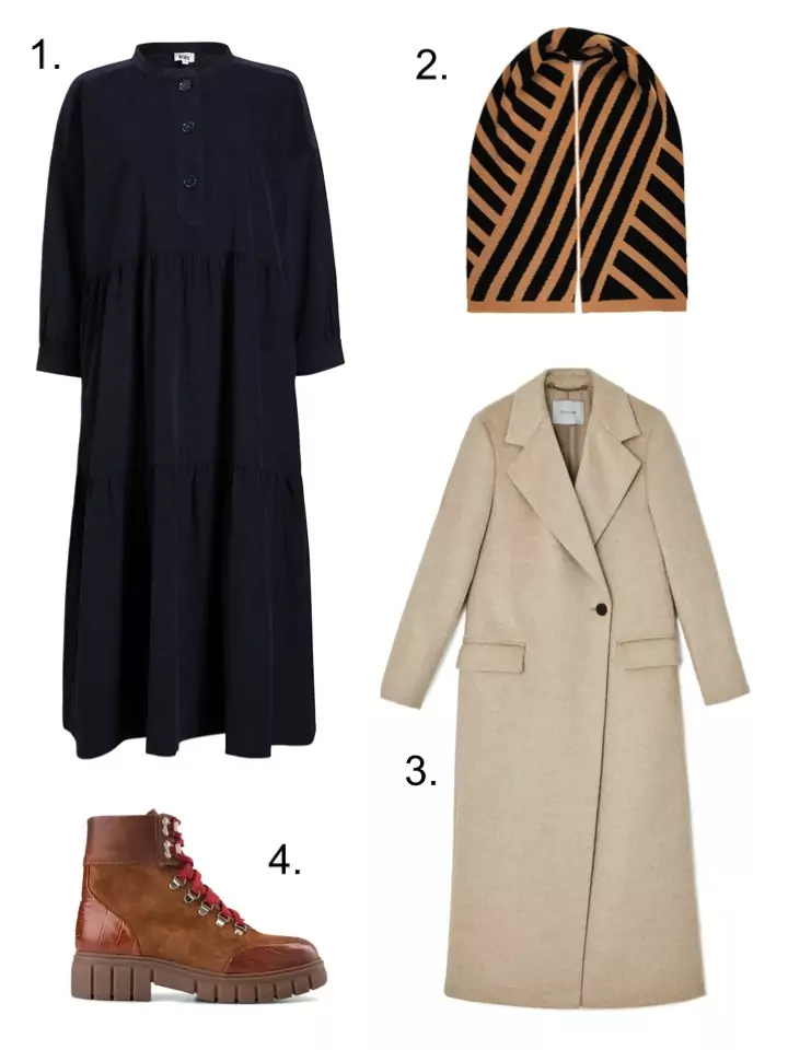 Layers cord dress and overcoat 