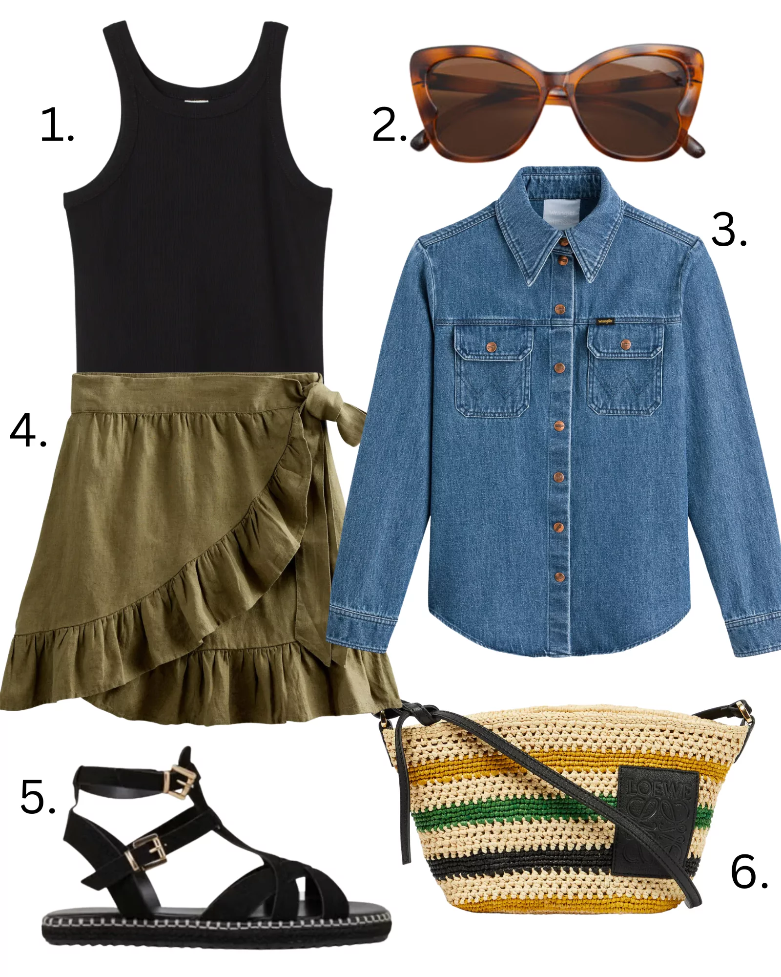 Denim for days, khaki skirt, denim shirt